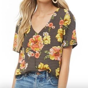 Forever 21 floral chiffon blouse